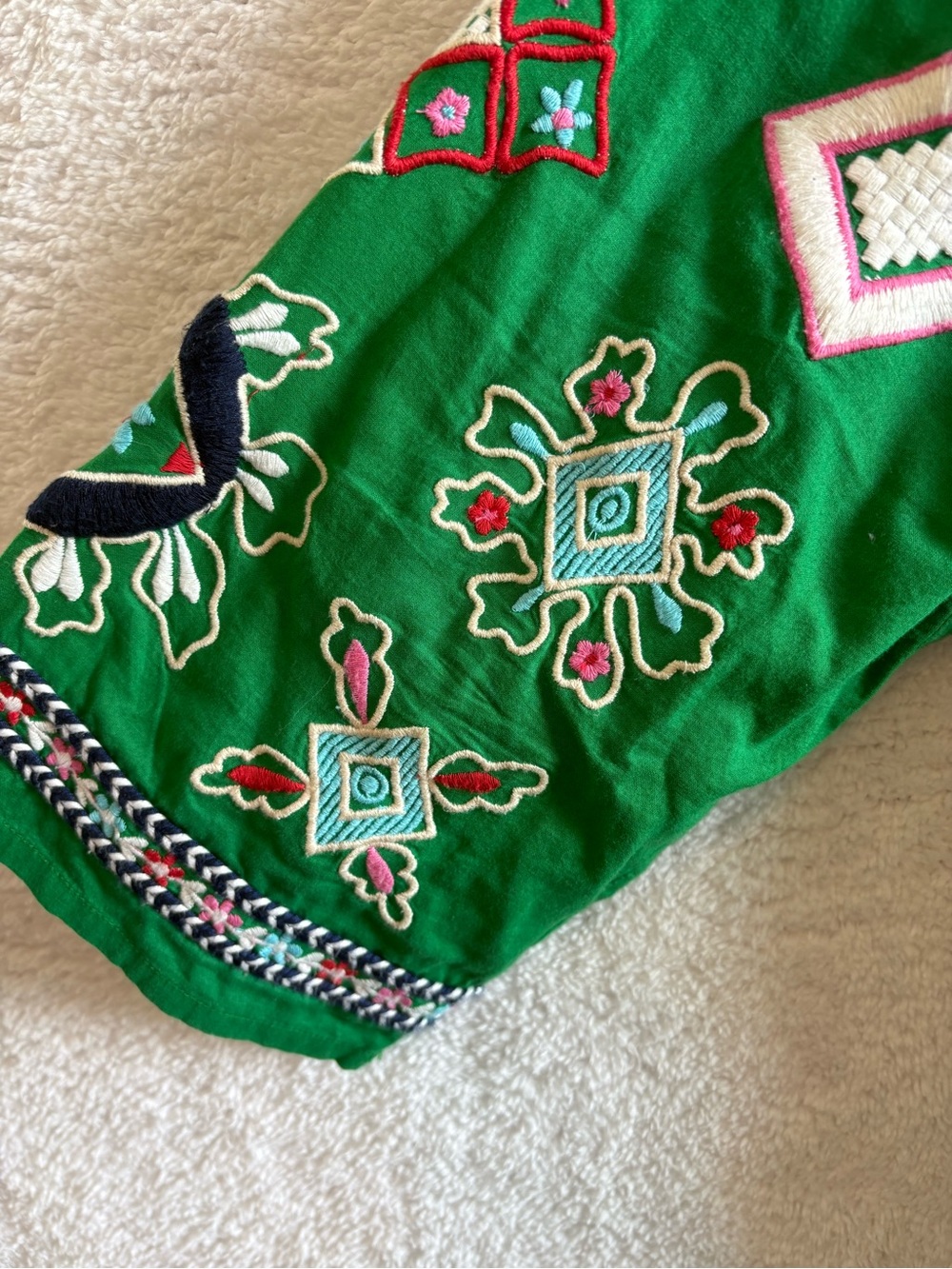 Frances Valentine Green Embroidered Tunic Shift Dress Size 1X - Picture 2 of 12